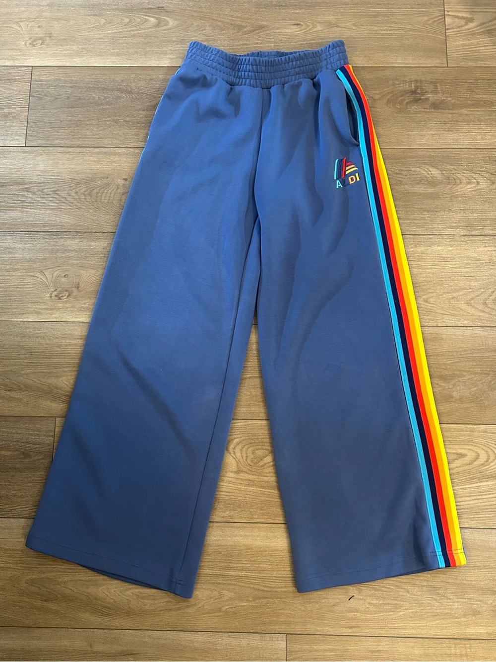 ALDI Gear Rainbow Stripe Wide Leg Track Pants Small Unisex
